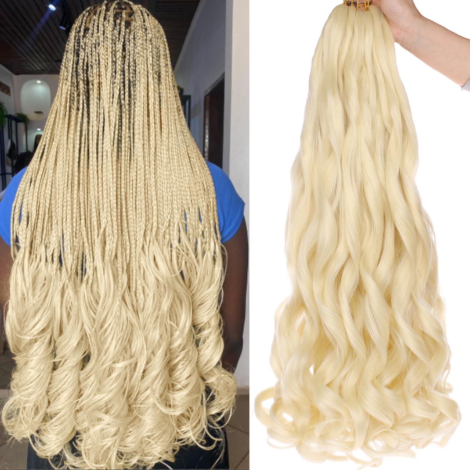 Union Beauty Unionbeauty 30 Inch French Curl Braiding Hair Blonde French Curly Braiding Hair Pre Stretched Body Wavy Braiding Hair for Goddess Box Braids Crochet Hair Curly Braiding Hair for Black Woman 613#