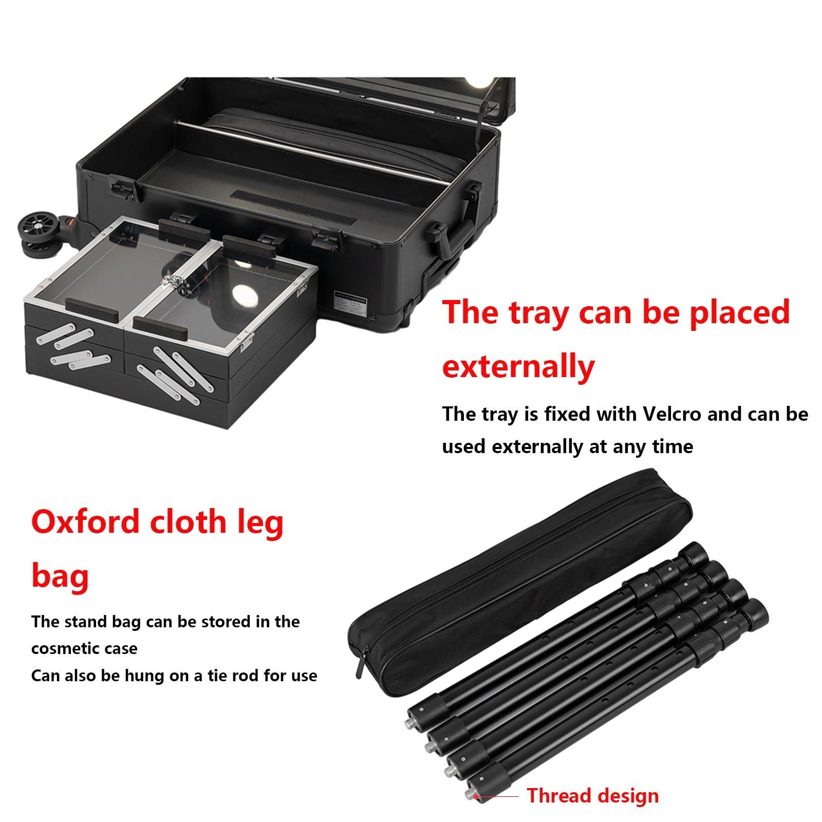 ROFBIHG Rolling Makeup Case Train Case Cosmetic Trolley, Cosmetology Case on Wheels Beauty Travel Case Rolling Cosmetic Organizers, Makeup Organizer for Vanity, Make up Organizers Storage ( Size : B(With shel