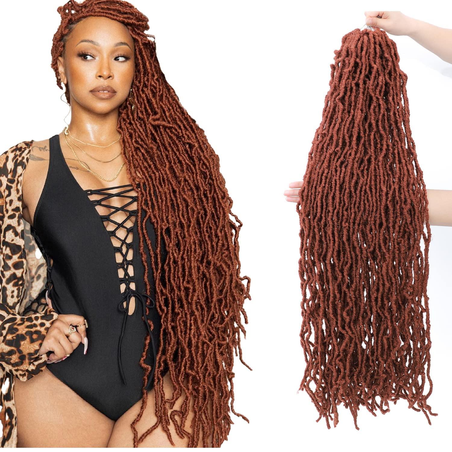 LocsGuard LocsGuard Ginger Faux Locs Crochet Hair Soft Locs 18 inch 7 Packs Natural Butterfly Locs Crochet Hair For Black Women Goddess Locs Crochet Hair (18 Inch (Pack of 7), 350#)