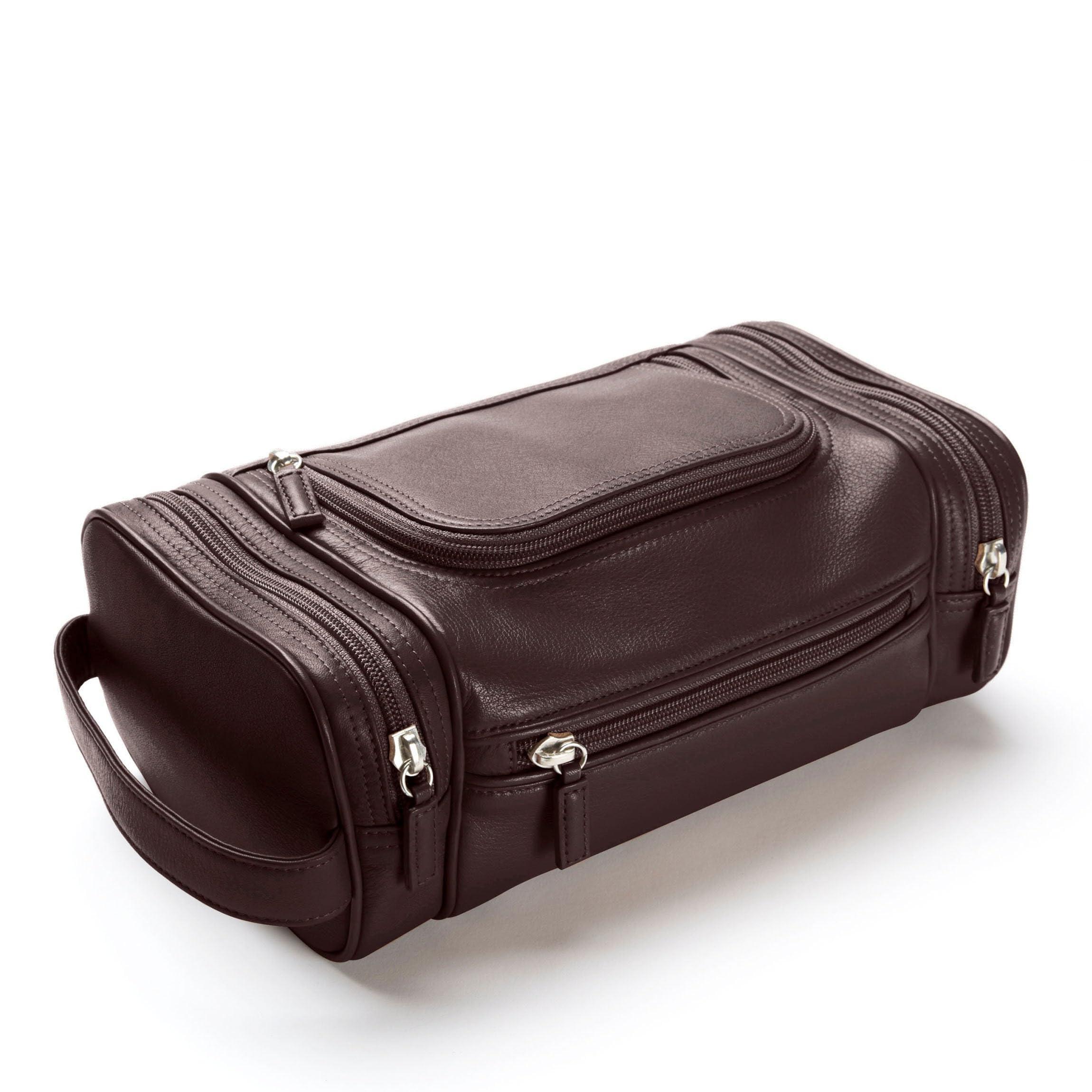 Leatherology Leatherology Brown Multi Pocket Toiletry Bag
