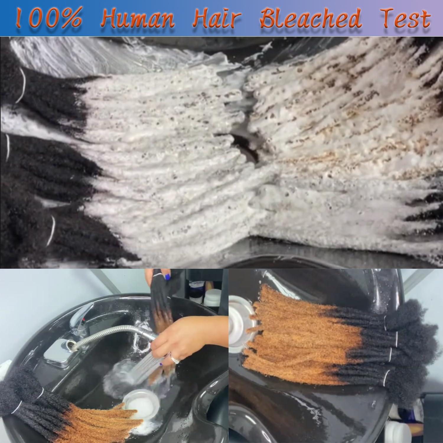 FEHOKA 0.6cm 4 Inch Human Hair Locs Extensions 60 Strands Dreadlocs Extensions Real Human Hair Natural Black for Women Men Kids Full Handmade Permanent Human Hair Locs Can Be Dyed and Bleached