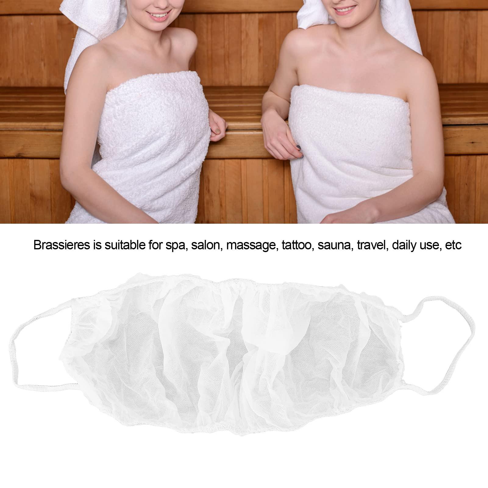 Brrnoo 10pcs Disposable Bras Non Woven Fabric Disposable Beauty Salon Brassieres Top Underwear, Women\'s Disposable Bras Disposable Spa Top Underwear Brassieres Tops for Women(White)