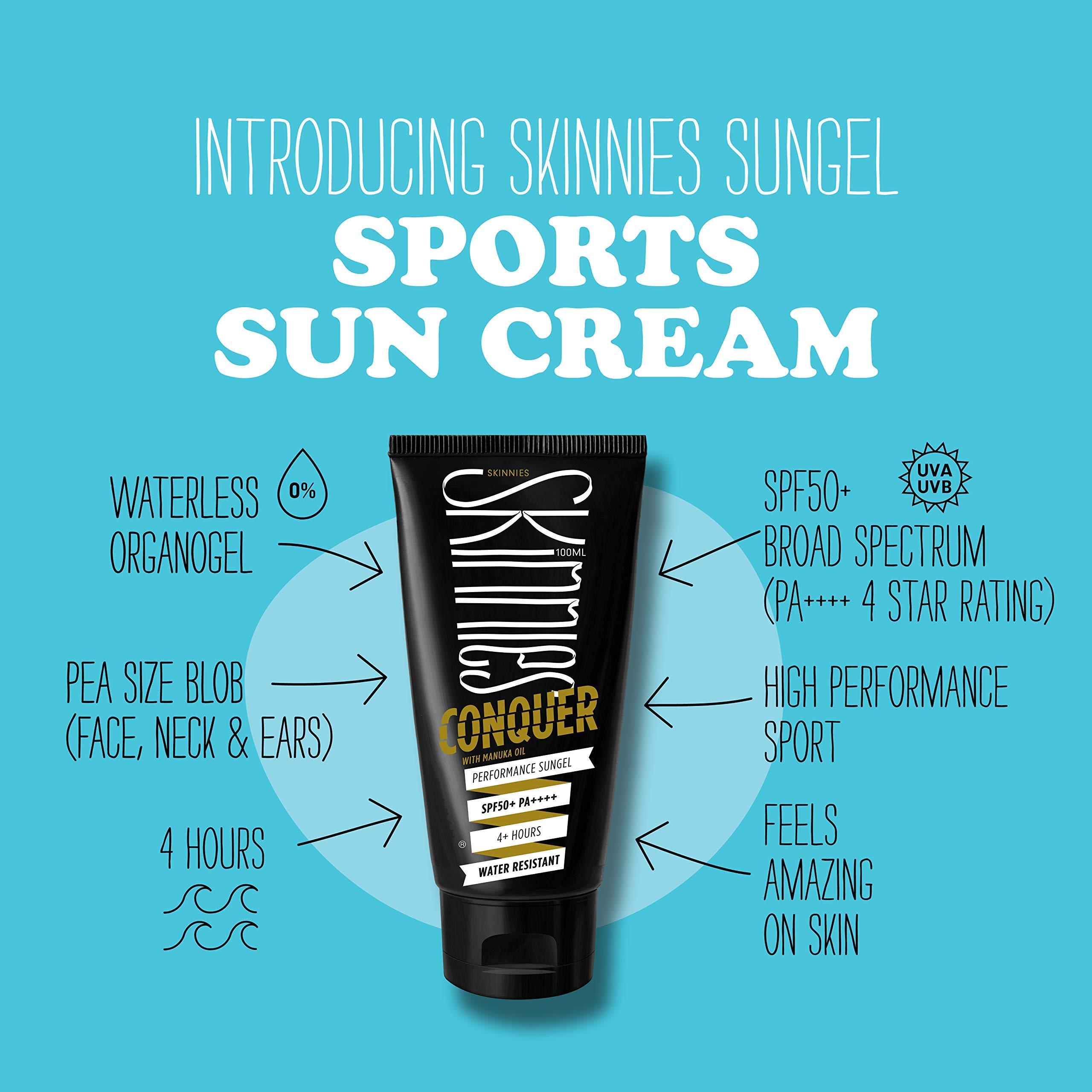 Skinnies Skinnies 100ml SPF50+ CONQUER, Sungel Sun Cream, Broad Spectrum, Reef Safe, Water Resistant 4 hours