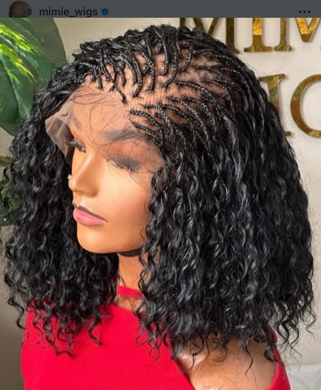 Real wigs 16\" long,wet & wavy braided wig, made on a full lace wig, curly wig,micro braids, curly wig, wig for black women