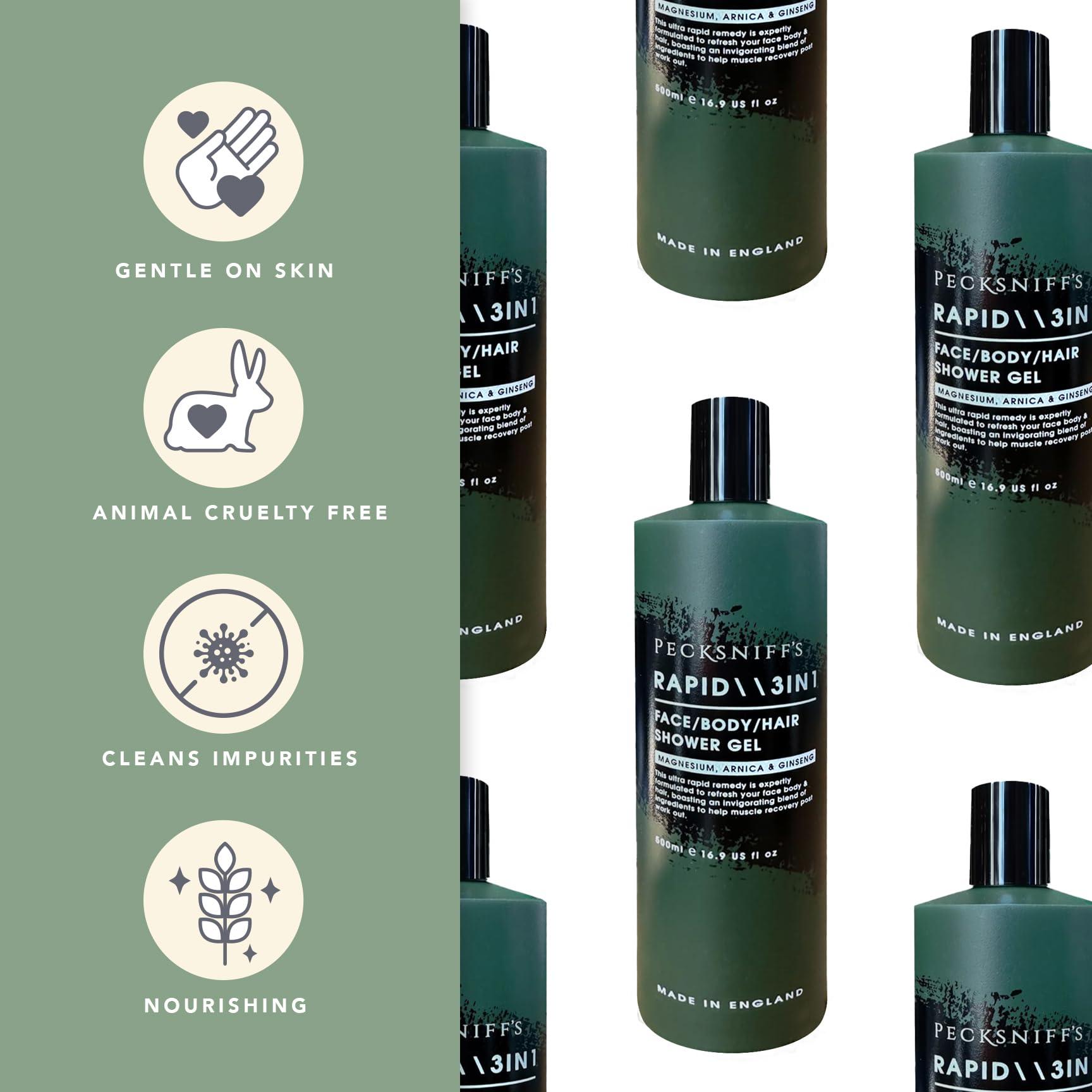 Pecksniff's Pecksniff's Rapid Magnesium 3-in-1 Arnica & Ginseng Shower Gel | 500ml /16.9 Fl Oz