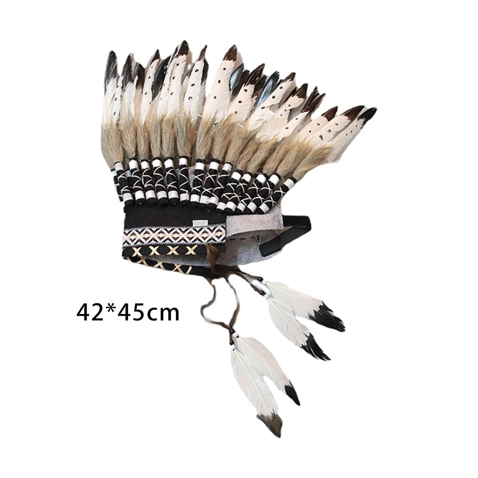 Generic Chief Indian Hat Feather Headdress Decorative Headwear for Halloween Show