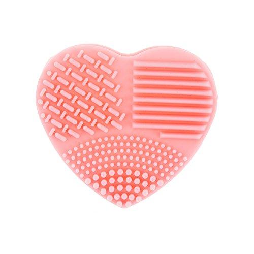 VAGA Silicone Gel Makeup Washing Brush Cleaner, Pink Color Heart Shaped Make Up Brush Cleaner Pad Is A Must Have Addition To Your Make Up Set. Cleaning brush extends the time you can use it.