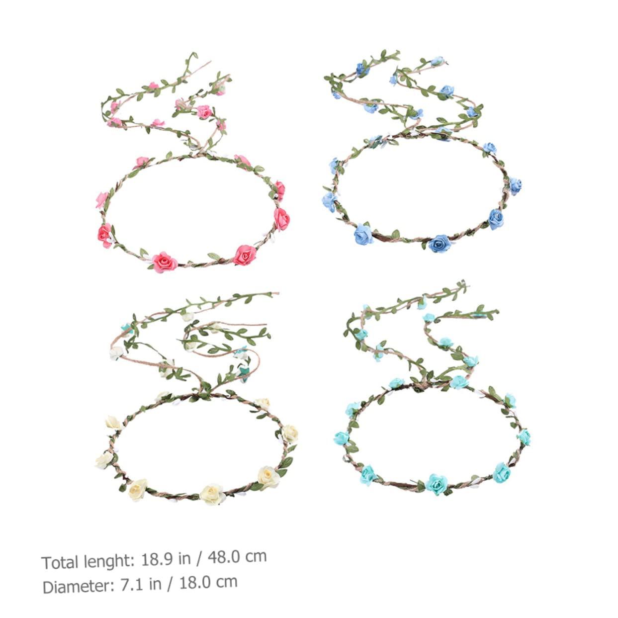 Beavorty Beavorty 8 Pcs Rose Flower Headband Headbands for Women Flower Crown for Girls Flower Girl Headpiece Flower Girl Crown Flower Crowns for Women Flower Wreath Headband