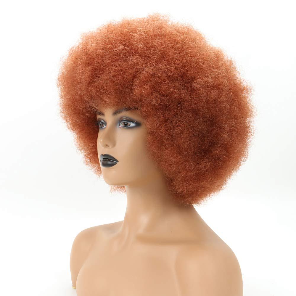 THEMIS HAIR Ginger Afro Wigs for Black Women, Brown Afro Wigs Unisex Men Women Large Bouncy and Soft Natural Looking Hair, Short Afro Kinky Curly Premium Synthetic Wig (Brown 350#)