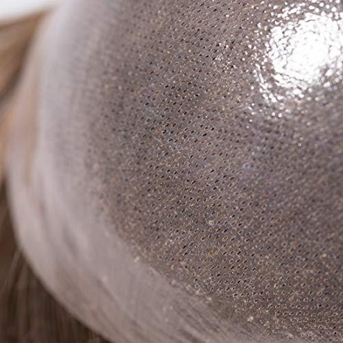 Superhairpieces Superhairpieces Men\'s Toupee Hairpiece NM111 Natural Human Remy Hair 8x10\" Hair Wig 0.1mm Thinnest Skin Base Hairpiece All V-looped Invisible handmade 95% High-Density Mens toupee (Black + 30% Synthetic Grey Hair)