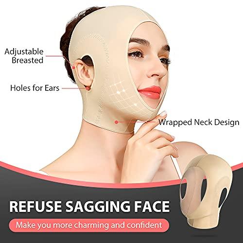 JLK-ZHOU JLK-ZHOU Reusable Chin strap, Slimming Strap Face Lift Tape, V Line Lifting Face Mask, Double Chin Reducer Face Neck Slimmer Tighten and Lift Facial Skin (L)