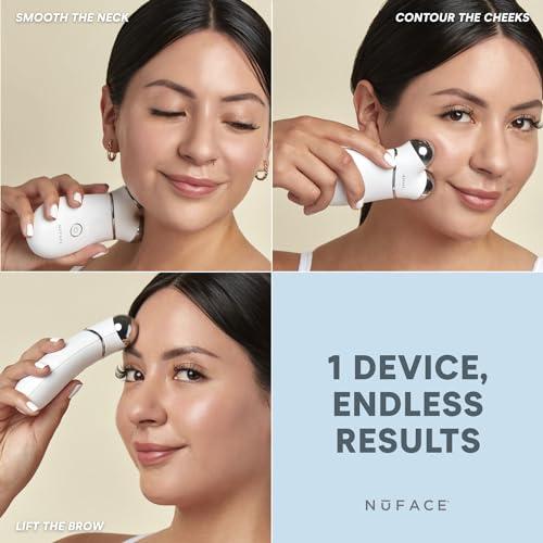 NuFACE NuFACE Trinity+ Microcurrent Facial Device Kit - FDA Cleared Face Sculpting & Neck Tightening Device to Contour Cheeks & Brows + Microcurrent Gel Activator, Silk Crme & Brush