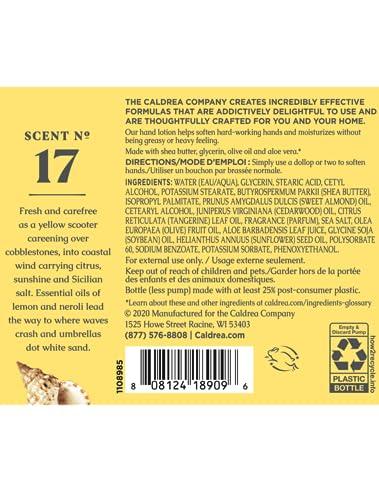 Caldrea Caldrea Hand Lotion, For Dry Hands, Made with Shea Butter, Aloe Vera, and Glycerin and Other Thoughtfully Chosen Ingredients, Sea Salt Neroli Scent, 10.8 oz