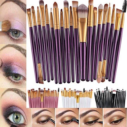 DISAAR Beauty 20pcs Makeup BRUSHES Kit Set Powder Foundation Eyeshadow Eyeliner Lip Brush NEW … (WHITE + GOLD)