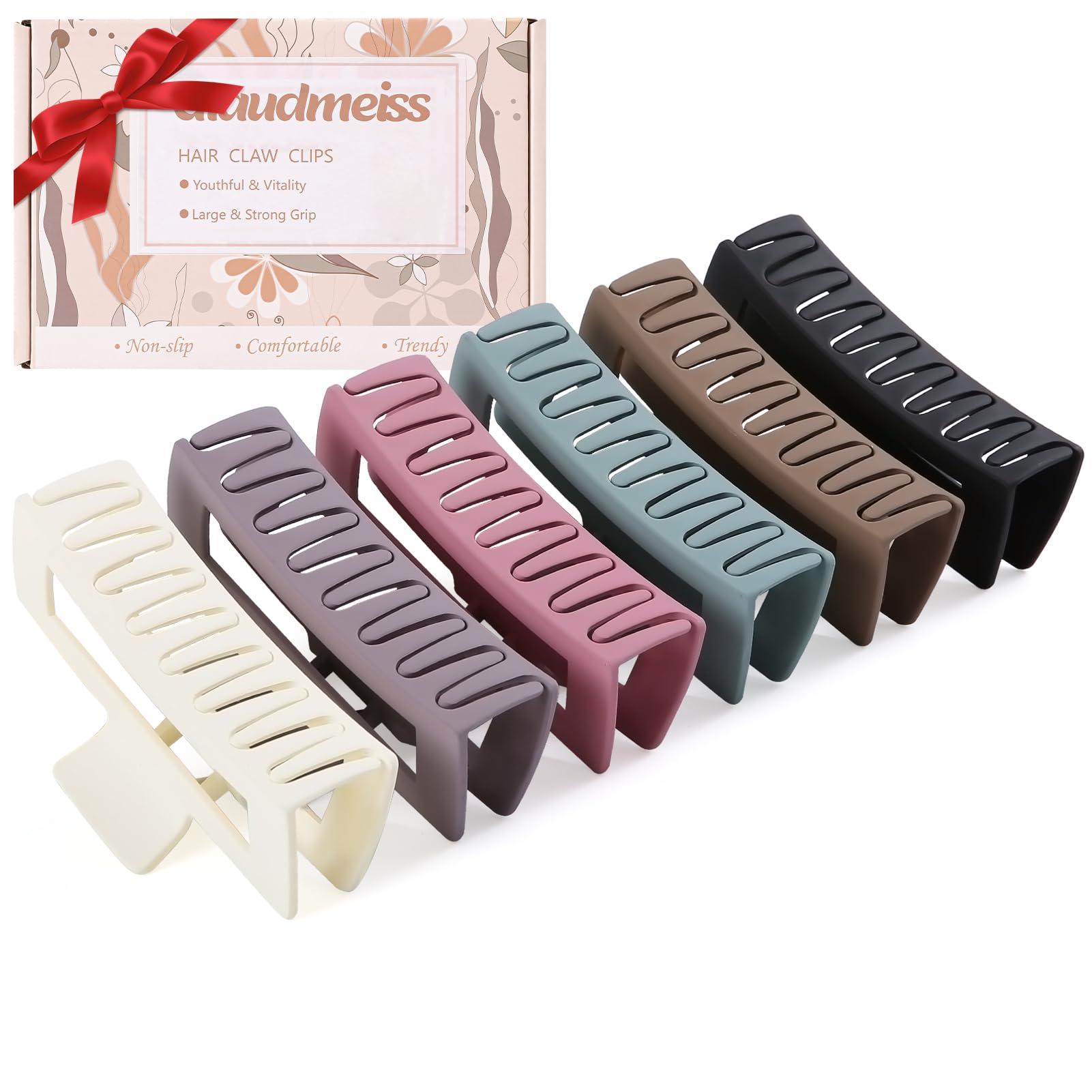 Glaudmeiss 5 Inch Extra Large Claw Clips, Big Hair Clips for Thick Long Curly Hair, Durable Matte Strong Hold Hair Claw Clips, Non-slip Square Hair Clips for Women, Hair Accessories Valentine\'s Day Gifts
