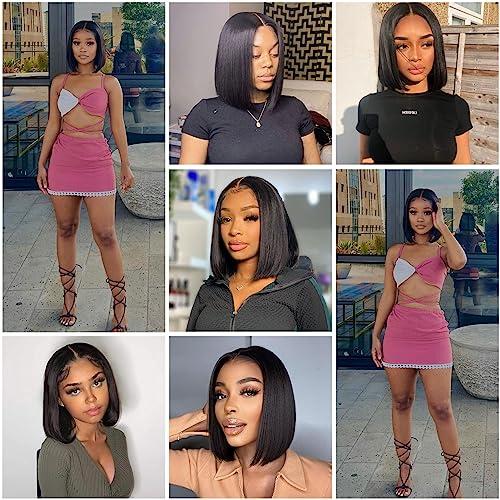 ORIGINAL QUEEN ORIGINAL QUEEN Wear and Go Glueless Wigs Bob Straight OQ Hair Pre Plucked and Pre Cut Lace Front Wigs Human Hair for Women Glueless Wig Beginner Friendly 180% Density Natural Color 16Inch