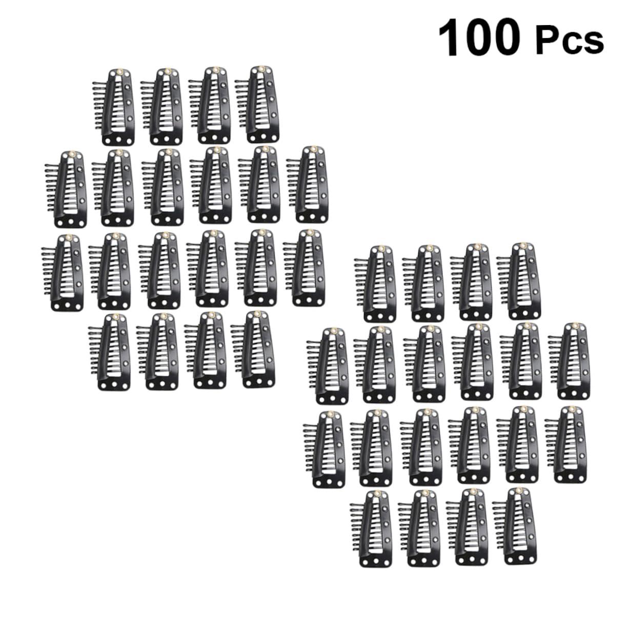 Ipetboom Ipetboom 200 Pcs 10 Hair Clip Scrunchie DIY Cap Pad Wig Clip with for Hair Pliers Hair Rollers with Clips Holder Hairdressing Snap Neon Hair Extensions Hair Net Mini Black