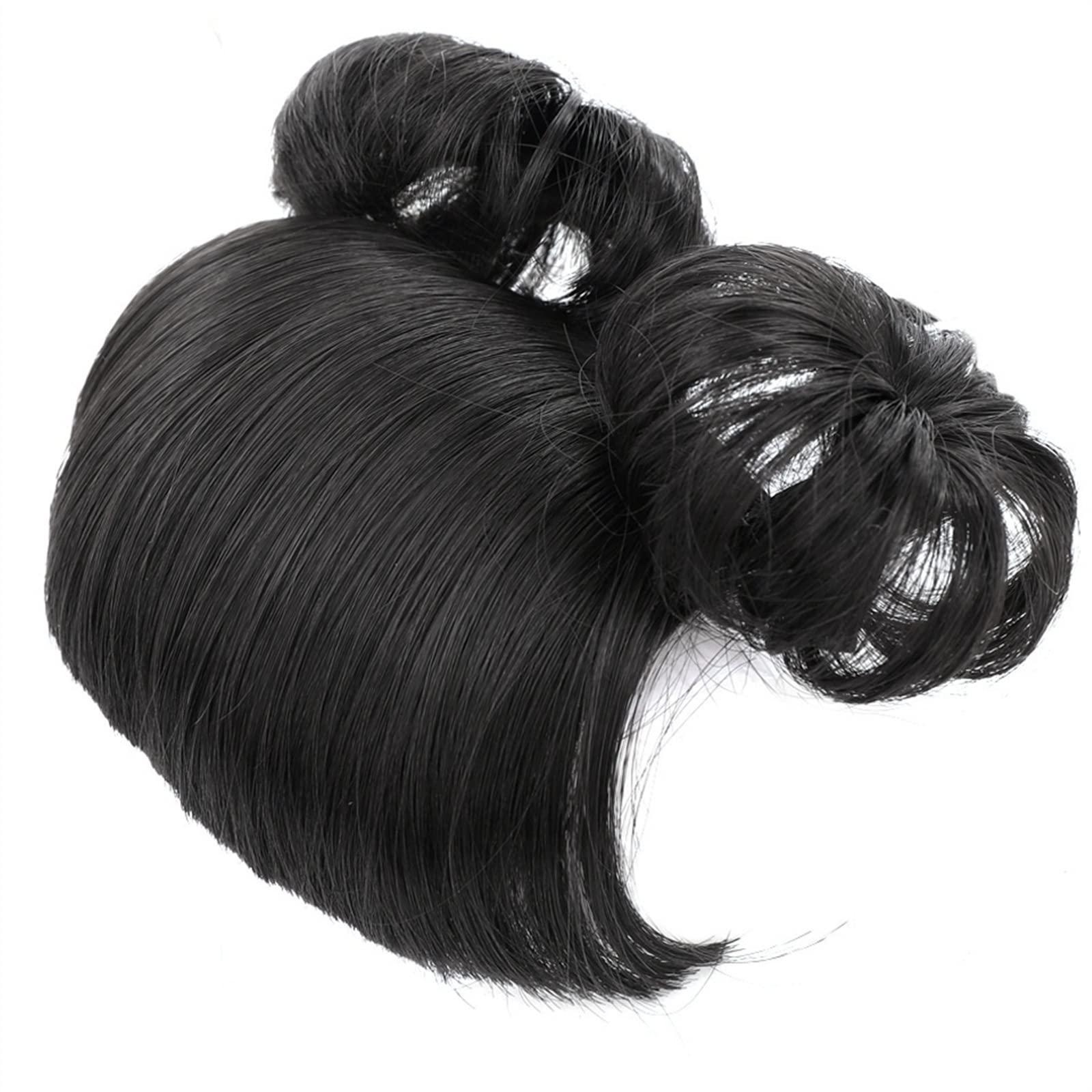 SISWIM Messy bun hair pieces for women Kids Bun Hair Pieces with Hairband, Synthetic Hair Chignon with Bangs, Fashion Kids Cat Ear Headband Bun with Bangs, Kids Wig Accessories Chignon Hair Extensions Bun