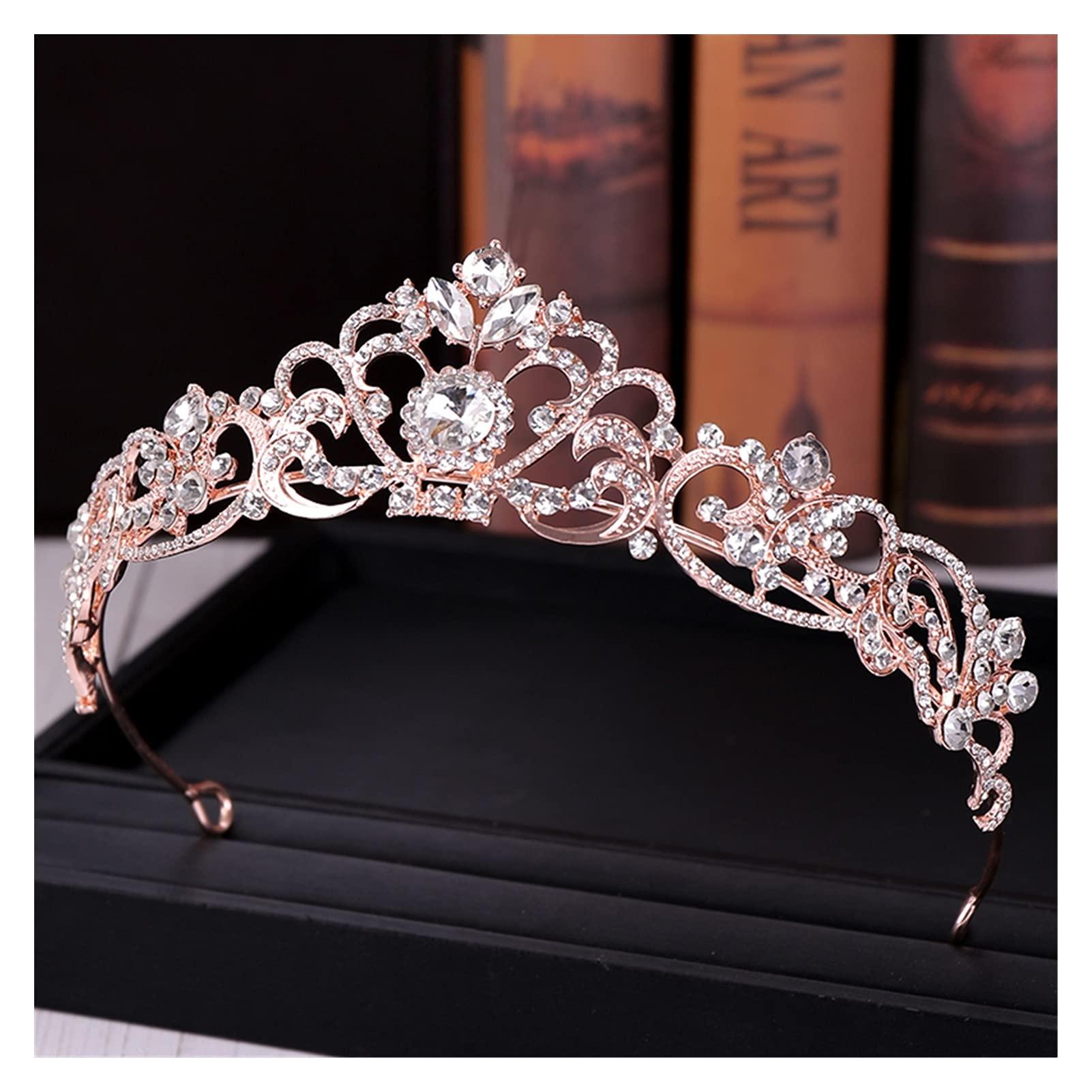 nihngvjm nihngvjm Bridal Crown Trendy Crystal Crown Rose Gold Bridal Tiara and Crown Hair Accessories for Wedding Bride Women Hair Jewelry Headpiece Headdress Tiara for Women (Size : Y)
