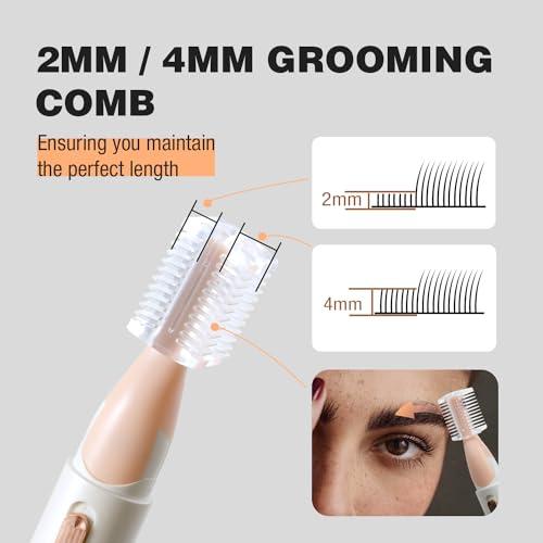SUPRENT SUPRENT Women\'s Facial Hair Remover Eyebrow Trimmer with Pivoting Head - Rechargeable Eyebrow Razor Painless Facial Trimmer on Lips, Cheeks, Ears, Neck and Chin - Easy Cleaning - White