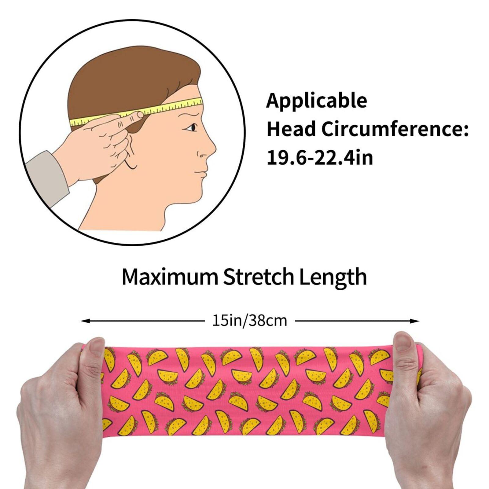 YIPOCH Pink Background Tacos Headbands for Women Non Slip face wash Makeup Headband Sports Running Headband Stretchy Sweat Band Fashion Wide Headbands for Women Head Bands Mens Sweatband