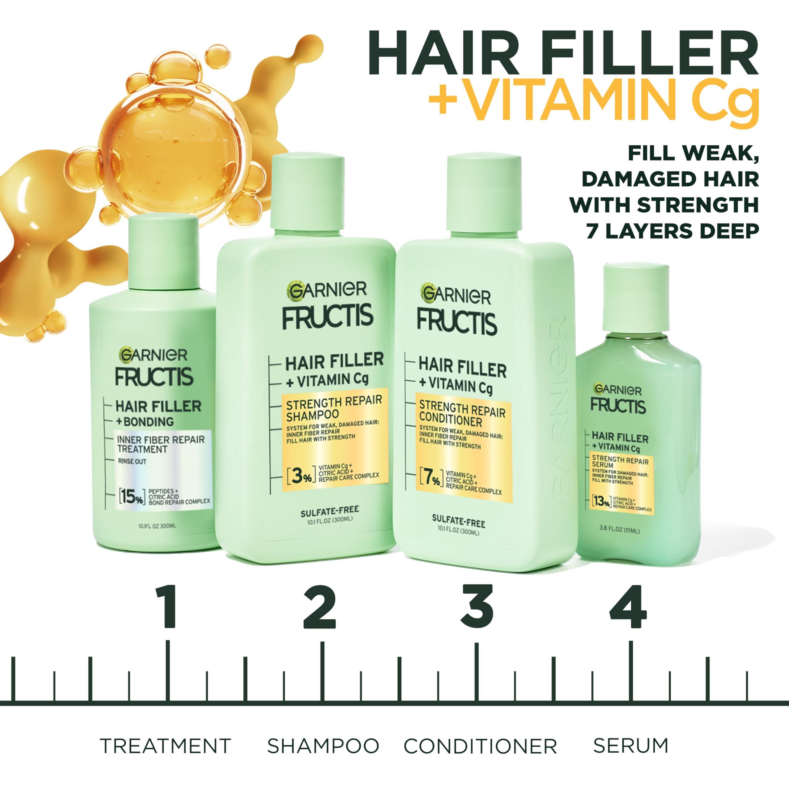 Garnier Garnier Fructis Hair Filler Strength Repair Serum Treatment with Vitamin Cg, Hair Serum for Weak, Damaged Split Ends, 3.8 Fl Oz, 1 Count
