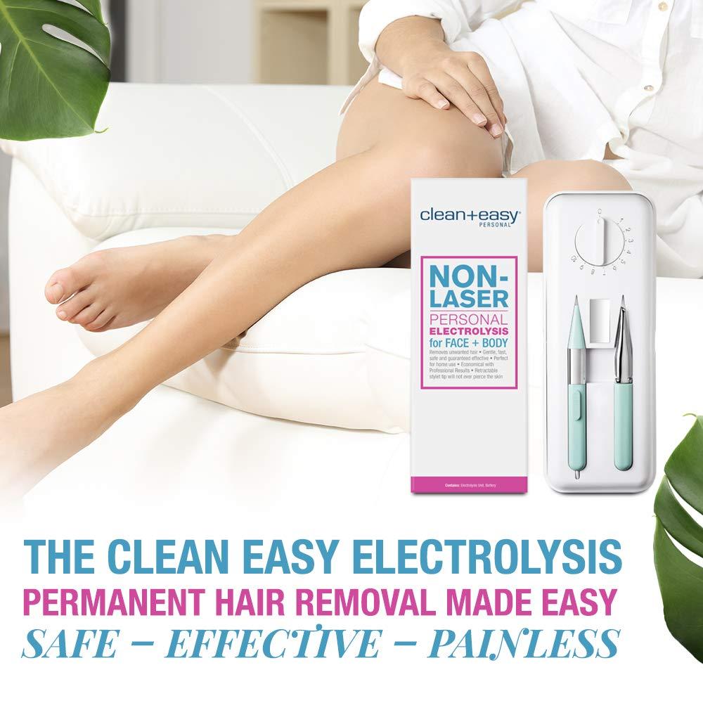 Clean + Easy Clean + Easy Electrolysis Machine for Permanent Hair Removal - Non-Laser, Painless Electrolysis Hair Removal for Face & Body, At-Home Remover Device