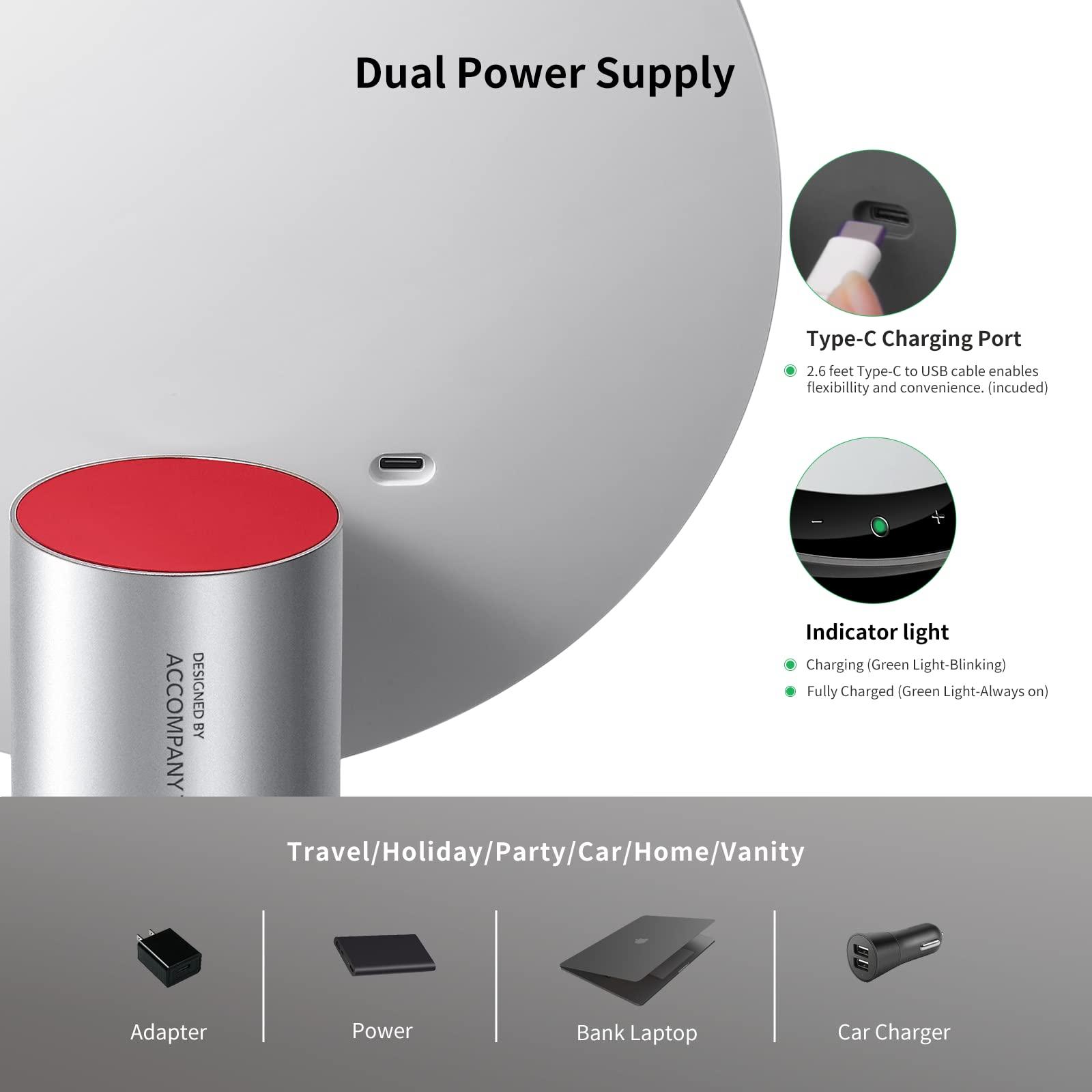 AMIRO AMIRO 9\" Lighted Makeup Mirror with Smart Sensor & Touch-Control, 3 Colors & 6 Brightness, Rechargeable & Cordless, Memory Function, Free Rotation, Gift for Woman - White