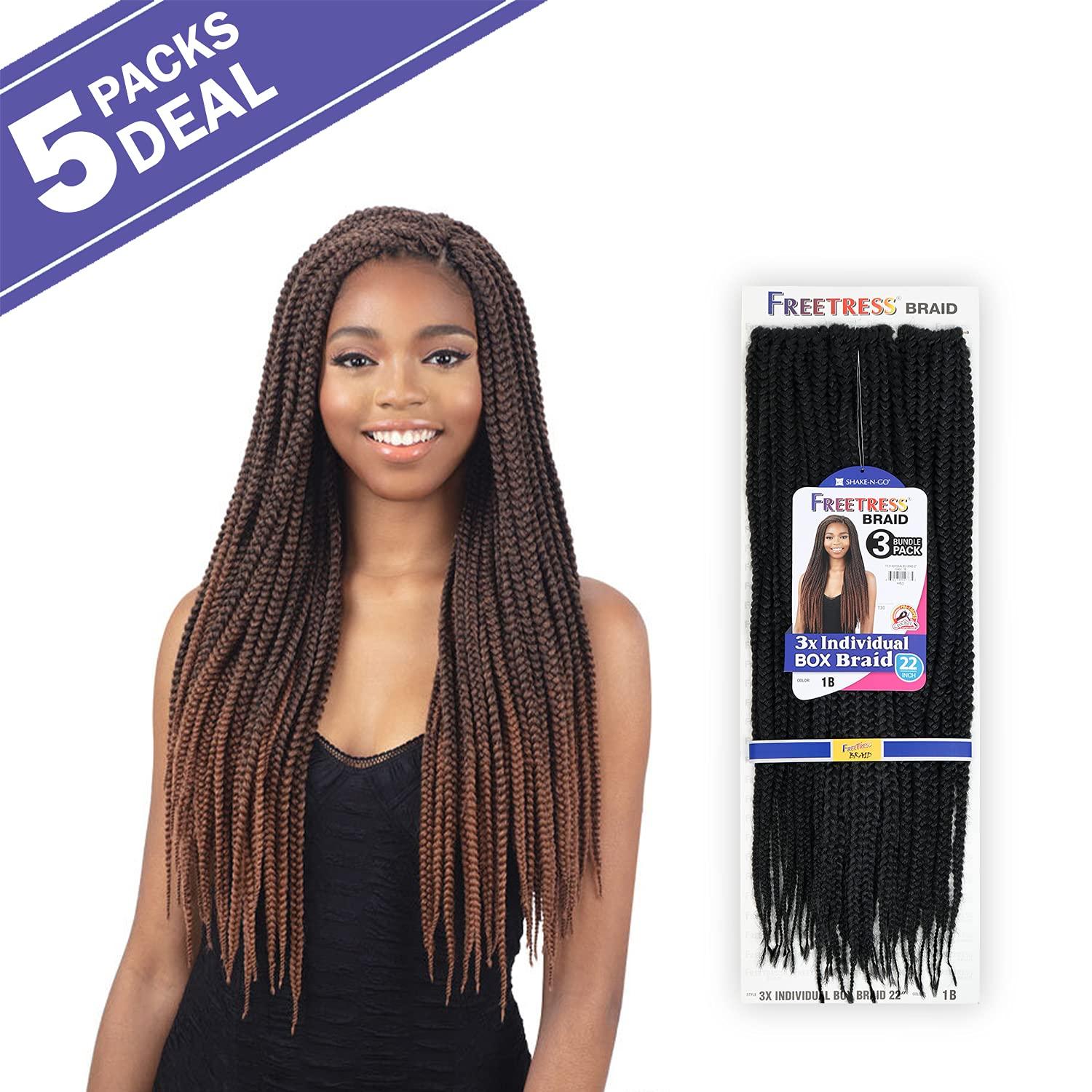Shake N Go FreeTress Crochet Braids 3X Individual Box Braid 22" (5-pack, T27)