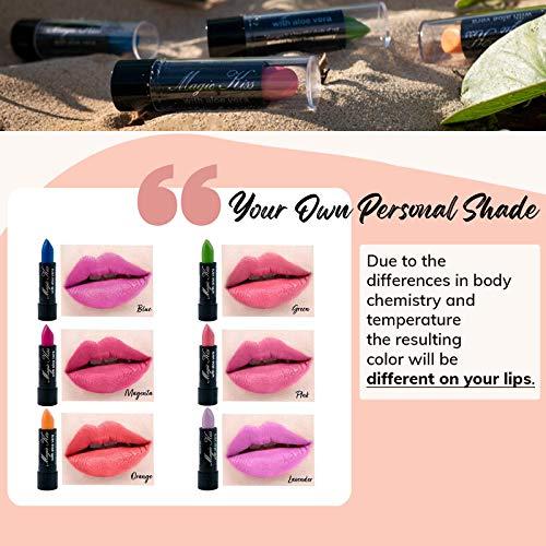 Magic Kiss Magic Kiss Pack of 12 Color Changing Aloe Vera Lipstick Set Made in USA (Colors of Aloha 01)