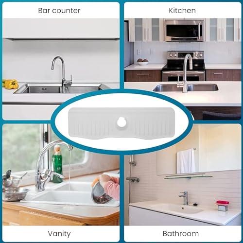 NEREIDS NET Wall-mounted Faucet Drain Pad Kitchen Sink Splash Guard Durable Silicone for Clean Organized White S