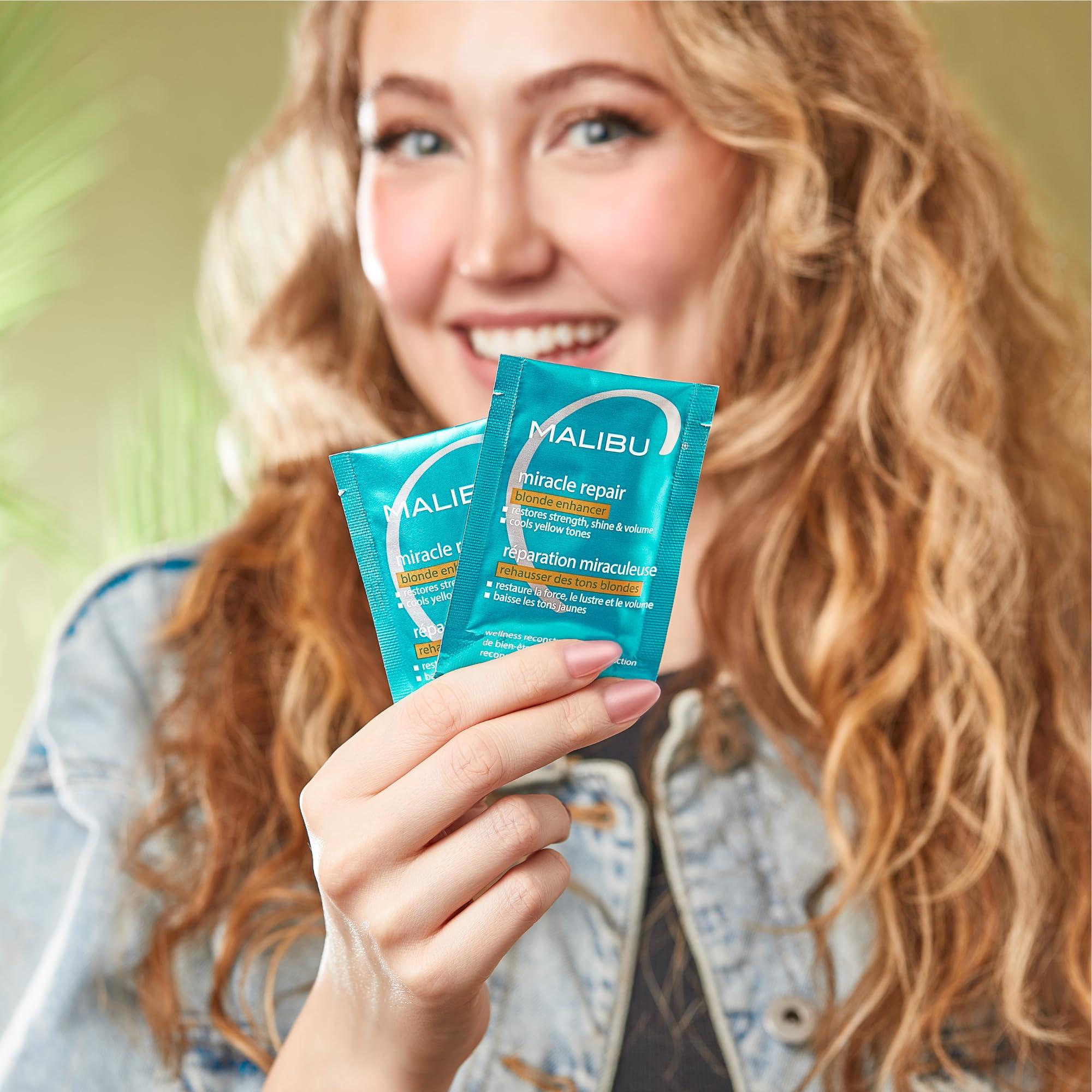 Malibu C Malibu C Miracle Repair Hair Reconstructor, Blonde Enhancer (1 Packet) - Nourishing Hair Repair Treatment for Damaged Blonde Strands - Relieves Hair Discoloration