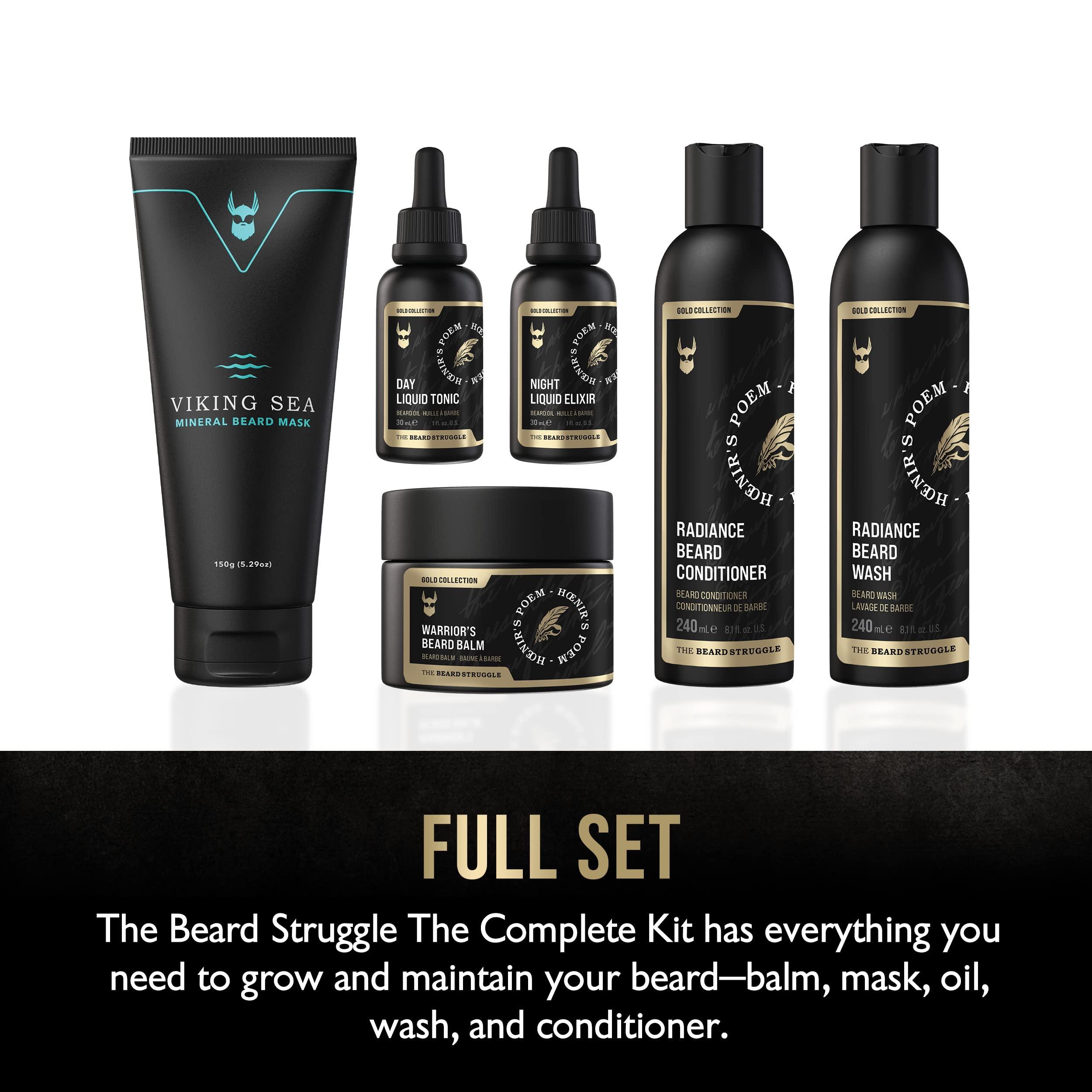 The Beard Struggle The Complete Beard Growth Kit by Beard Struggle - Mens Grooming Kit with Balm, Mask, Conditioner, Wash & Oils - Valhalla\'s Gates, Gold Collection