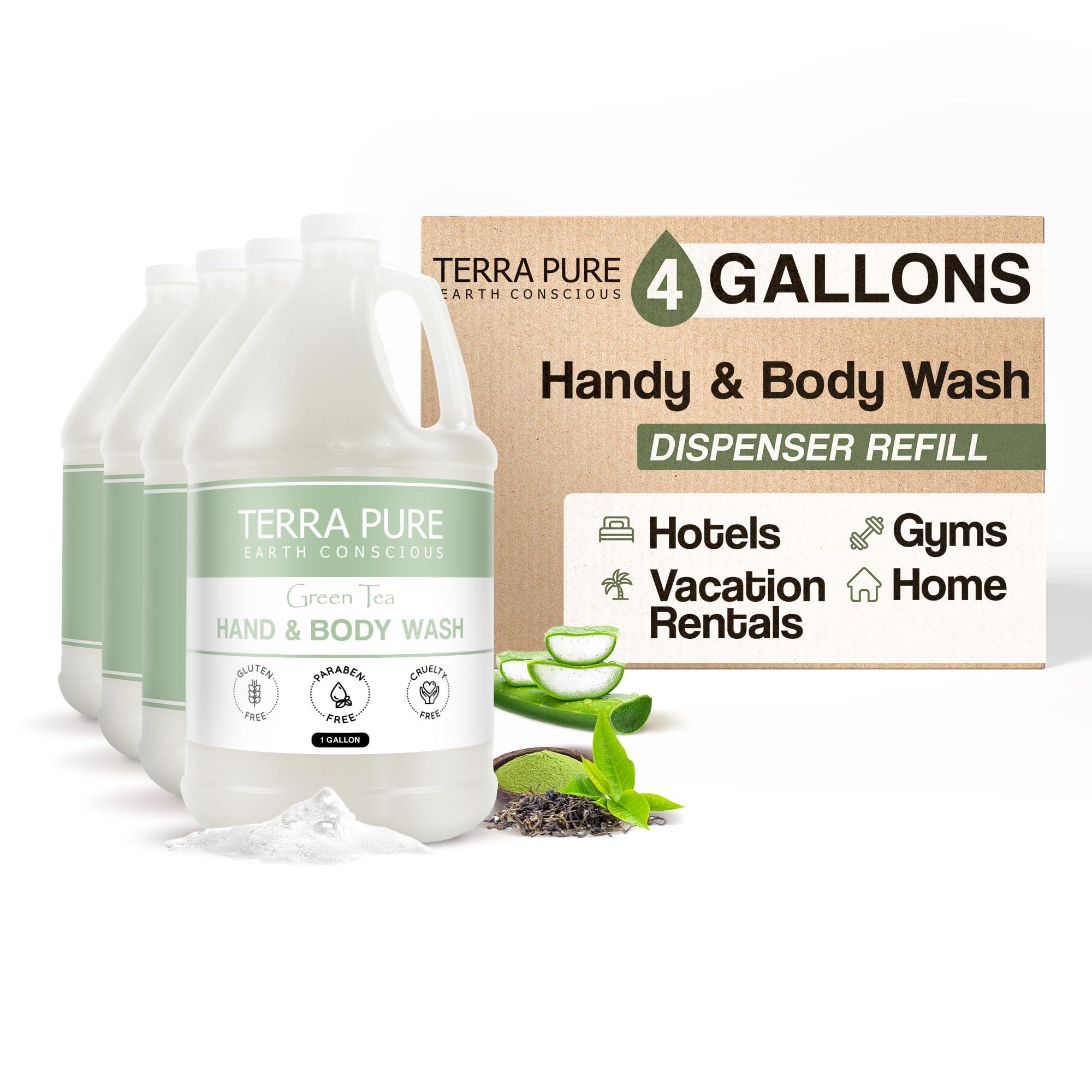 Terra Pure Terra Pure Hotel Hand & Body Wash Soap | Four Gallons | Designed to Refill Soap Dispensers (Set of 4)