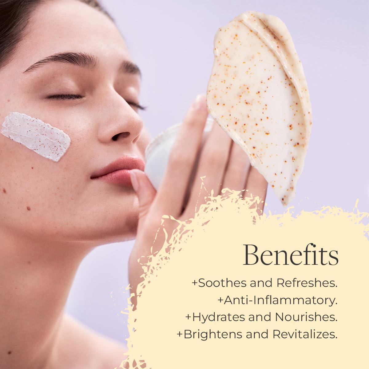 FLEURISSENT Fleurissent Serenity Elixir - Lavender 2-in-1 Facial Mask & Exfoliator, Calming Fusion Florale-6, Organic Roses, Gentle Rice Exfoliation, 98% Natural, 1.7 FL OZ / 50ML