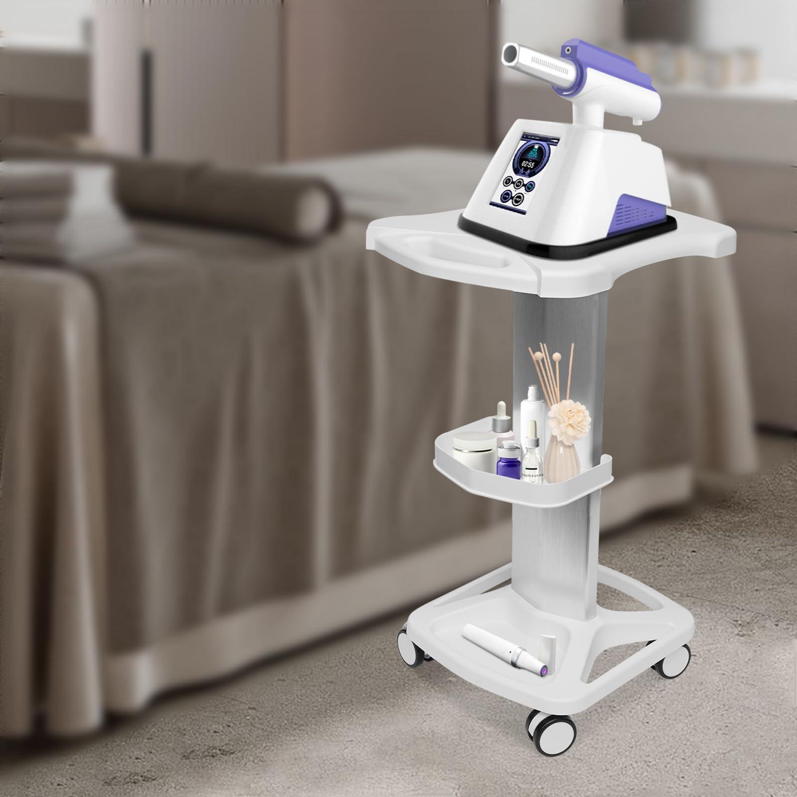 CNCEST CNCEST Salon Trolley Cart, Dental Trolley Medical Cart Steel Mobile Tool Cart Swivel Caster, Aluminum Alloy Trolley Stand Assembled for Ultrasonic Cavitation RF Machines