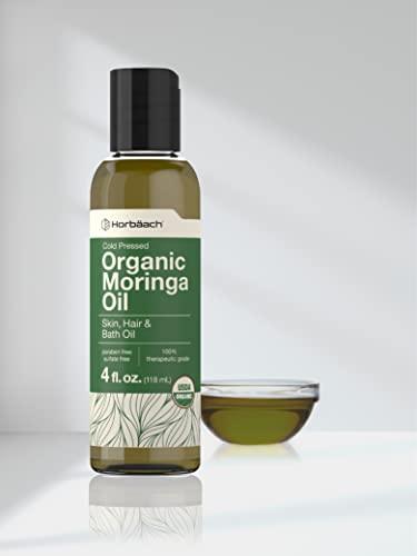 Horbach Horbach Organic Moringa Oil | 4 fl oz | for Face, Hair, and Skin | Cold Pressed | 100% Therapeutic Grade | Paraben and Sulfate Free, Non-GMO