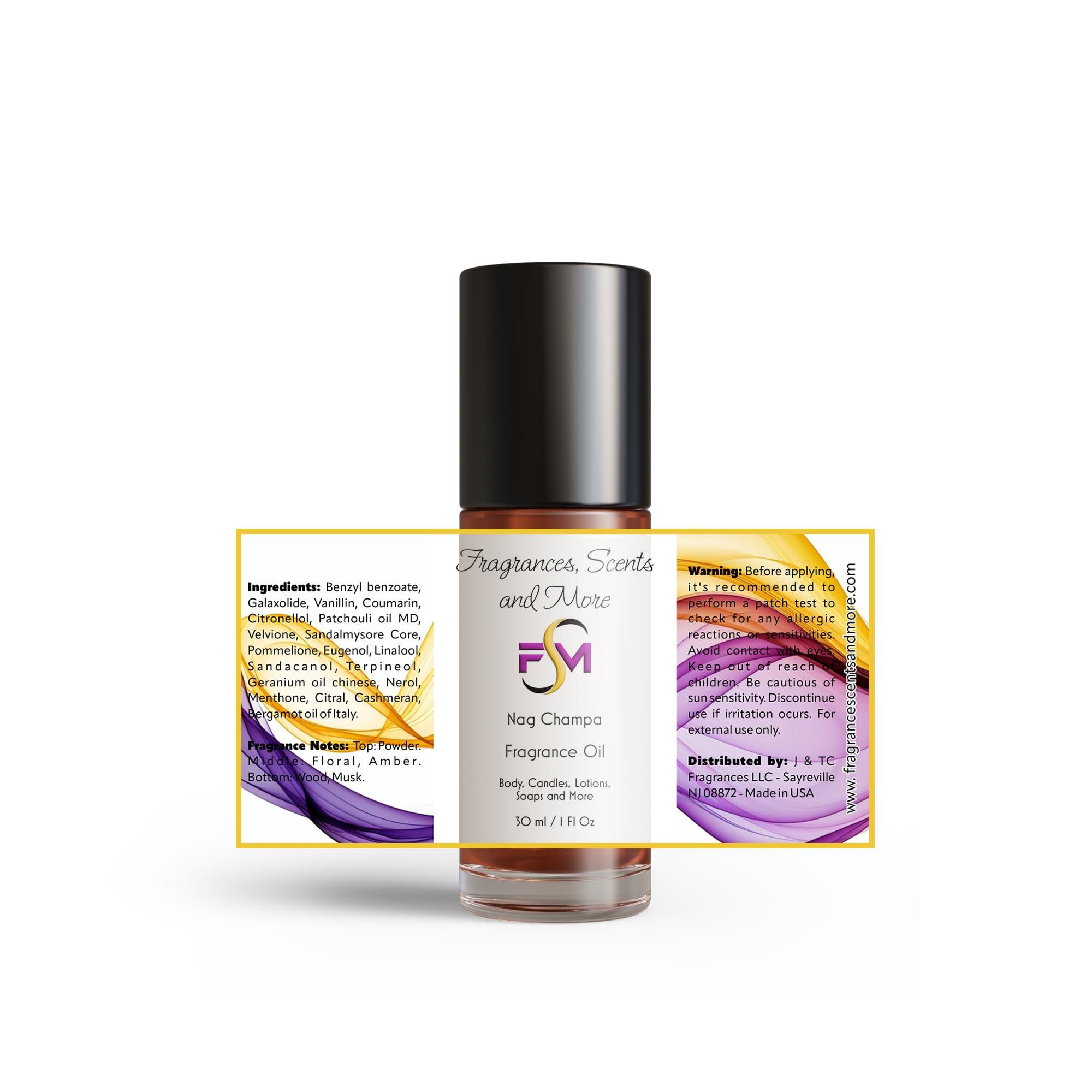 Fragrances, Scents and More Nag Champa Fragrance Oil - 1 Fl Oz Glass Roll On (30ml)