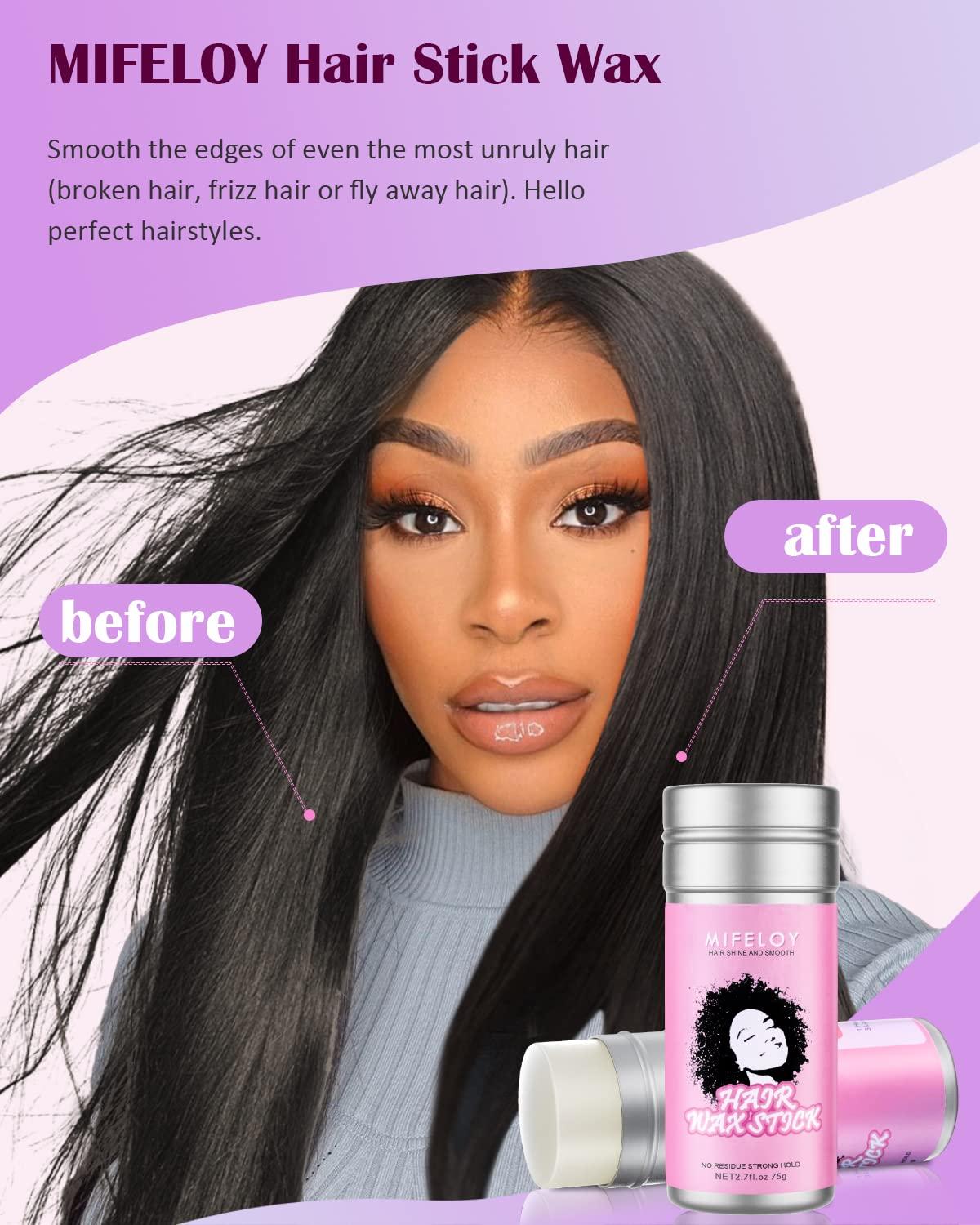 Mifeloy Mifeloy Hair Wax Stick, 2.7 oz - Pomade Tamer Stick for Smoothing Flyaways Edge Control, Long Lasting Styling Cream Gel, Women Slick Back Hair Glue, Bed Head for Wigs