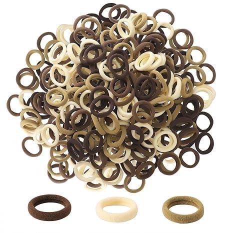NEOBABY NEOBABY Ponytail Holder Cotton Mini Hair Elastic Rubber Bands | Tight, Non-slippery, Stretchable | Cotton Elastic Hair Rubber Bands for Kids, Girls & Women\'s (Pack of 50), BROWN SHADES
