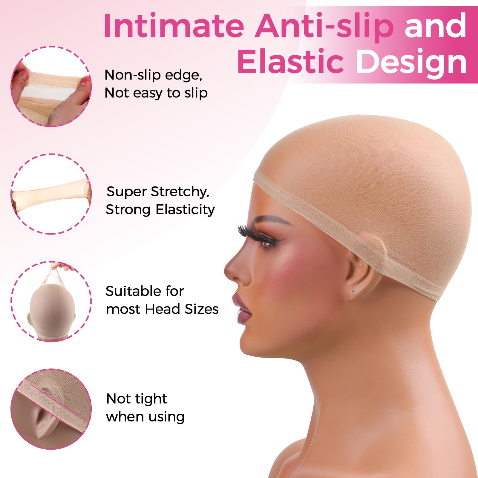 Lashey Lashey HD Wig Cap 12 Pieces Nude Color Skin-friendly wig Caps Invisible and Breathable Wig Grip Cap for Women Sheer Stretchy Wig Caps