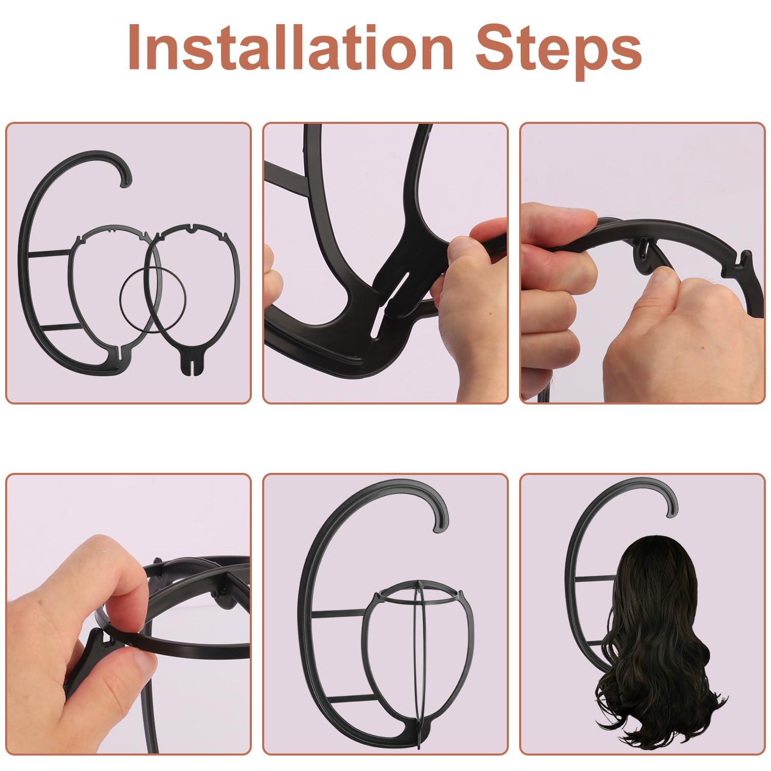 KUKLIPJIM KUKLIPJIM 14 Pack 15.4 Inch Wig Hanger, Hanging Wig Stand for Multiple Wigs and Hats, Wig Holder Rack, Wig Stand for Displaying, Drying & Organizing Wigs(Black)