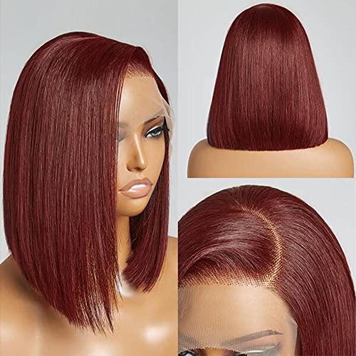 XZZ XZZ Reddish Brown Short Bob Wig Human Hair 13x4 Lace Front Wigs Human Hair Pre Plucked with Baby Hair Glueless Brazilian Virgin Human Hair Wigs 150 Density Auburn Brown 10 Inch