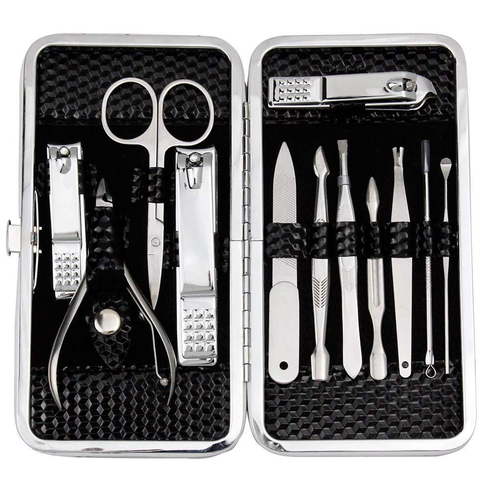 ZIZZON ZIZZON Manicure, Pedicure Kit, Nail Clippers Set of 12Pcs, Professional Grooming Kit, Nail Tools with Luxurious Travel Case