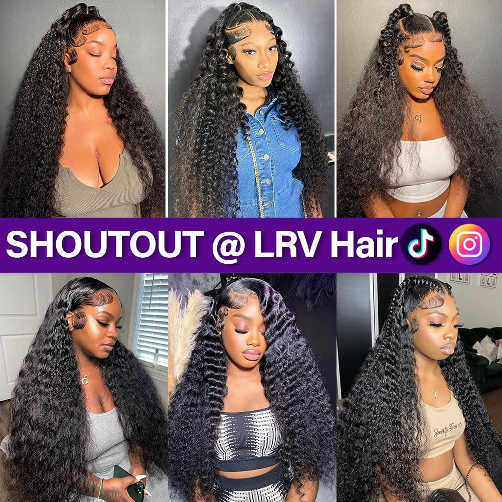 LRV LRV 28 Inch Deep Wave Lace Front Human Hair 13x4 HD Deep Wave Wig For Women Brazilian Frontal Human Hair Waterwave Wet and Wavy Lace Front Wig Pre Plucked 180 Density