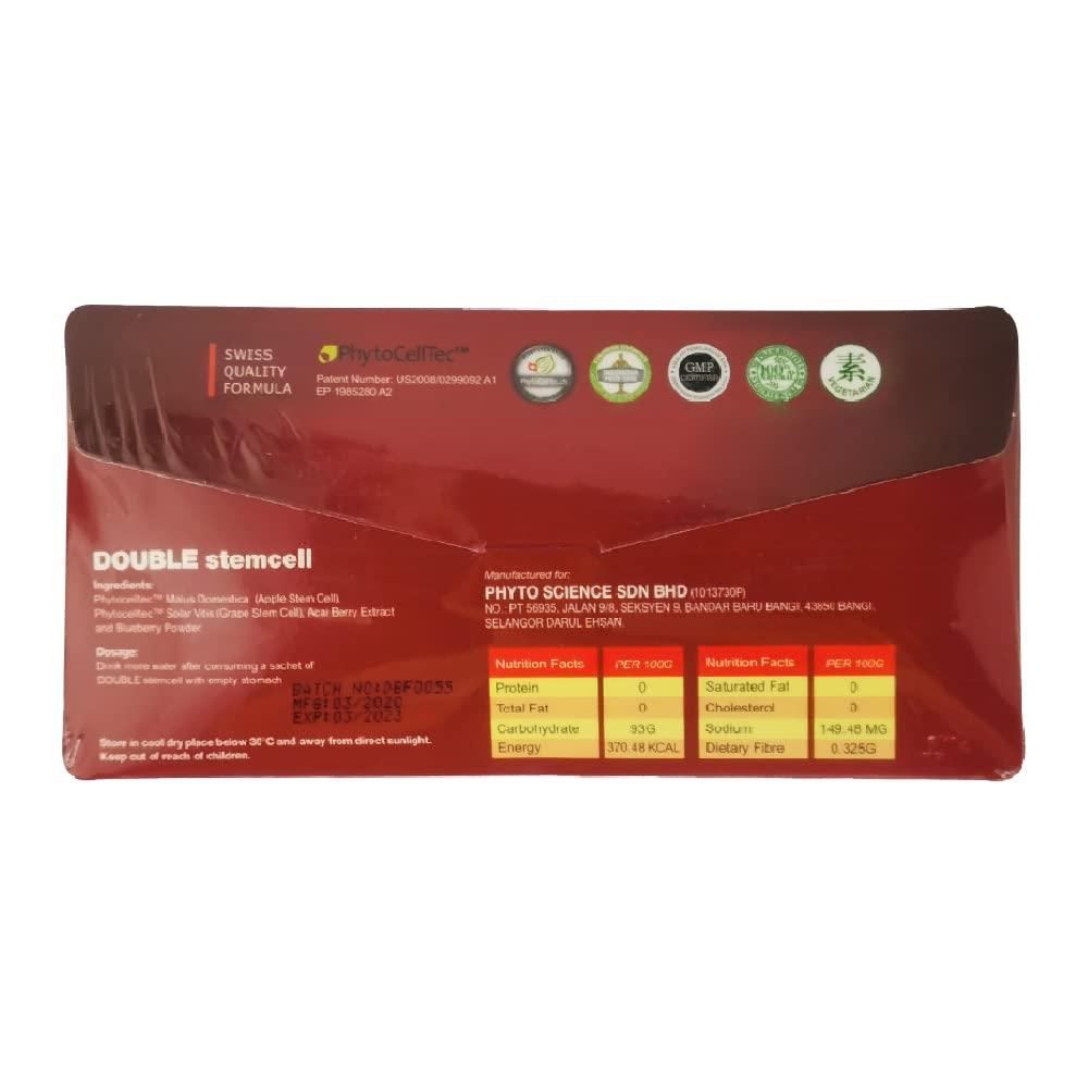 phytocelltec 4 Packs Phytoscience Double Stem Cell Anti Aging Acne Treatment Supplement Acai Berry Extract Blueberry Reduce Wrinkles Pores Pimples Fine Lines Skin Texture (14 Sachets/Pack)