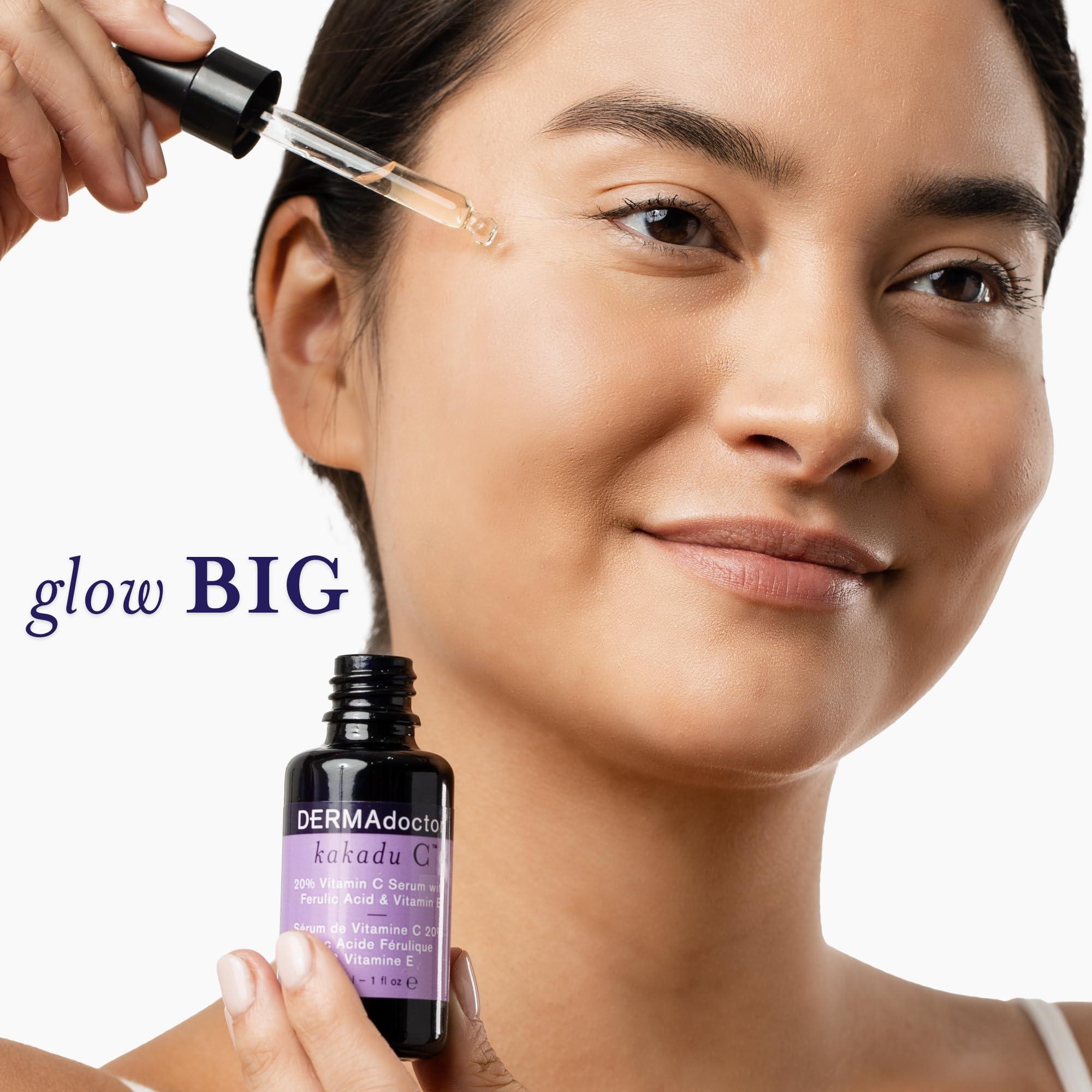 DERMAdoctor Kakadu C 20% Vitamin C Face Serum & DERMAdoctor KP Duty Body Peel Pads Bundle for Bright, Smooth Skin