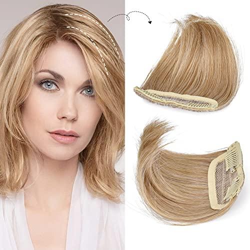 REECHO REECHO 2 pack 4 inch Short Thick Hairpieces Adding Extra Hair Volume Clip in Hair Extensions Hair Topper for Thinning Hair Women Color Golden Blonde with Highlights