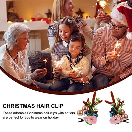 Beaupretty Beaupretty 1 Pair Christmas Antlers Hair Clips Reindeer Antler Headband Deer Horn Barrettes Christmas Hair Accessories for Women Girls