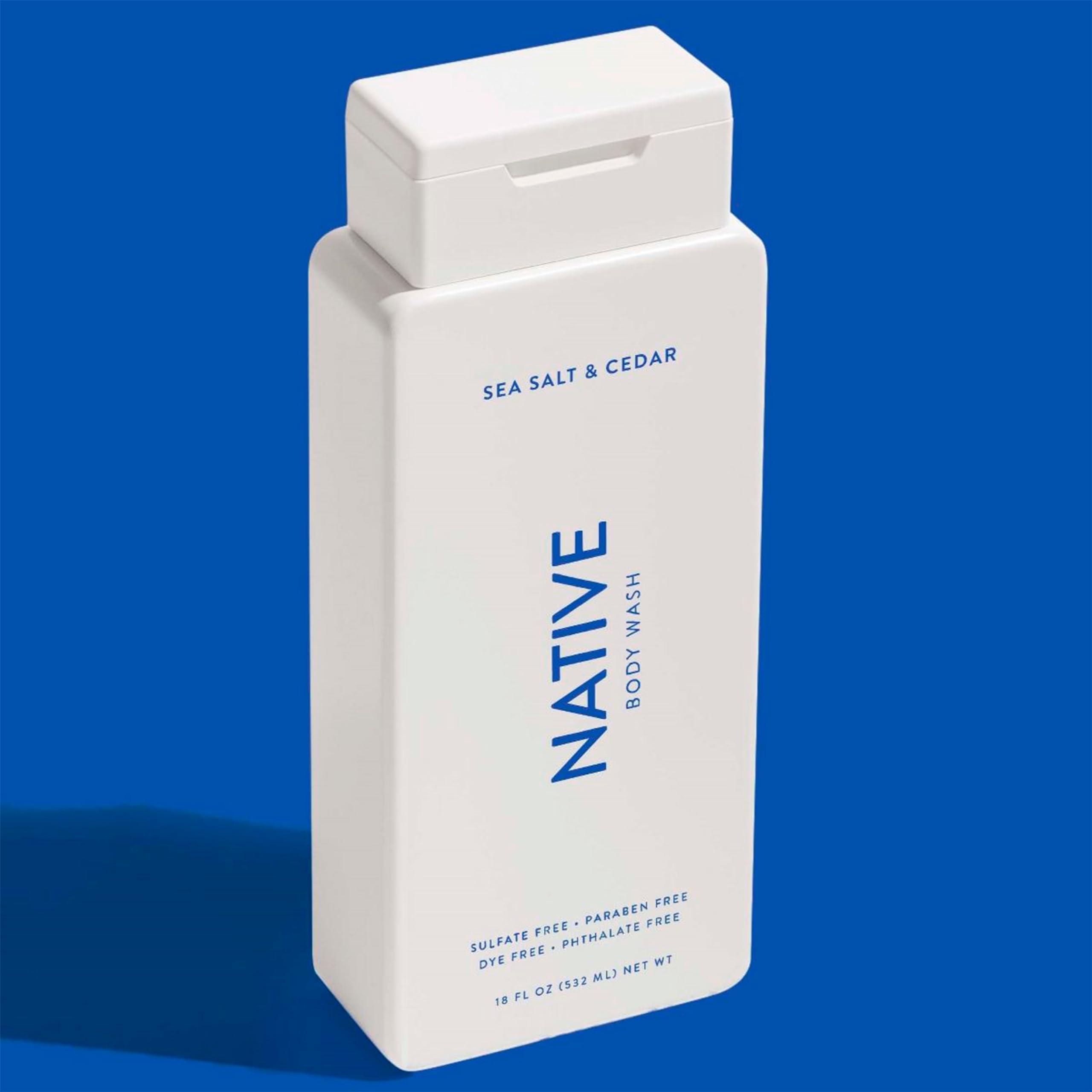 Hair Care And Body Wash Native - Hair and Body Wash - 2 in 1 Shampoo and Conditioner And Body Wash - Sea Salt & Cedar - Contain Naturally Derived Ingredients | All Hair - 16.5 and 18 FLOz - Pack Of 02